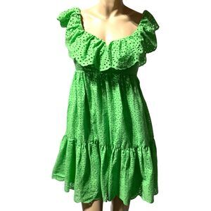 Lilly Pulitzer Asteria Eyelet Babydoll Dress Cabana Green Daisy Dreams Size 0